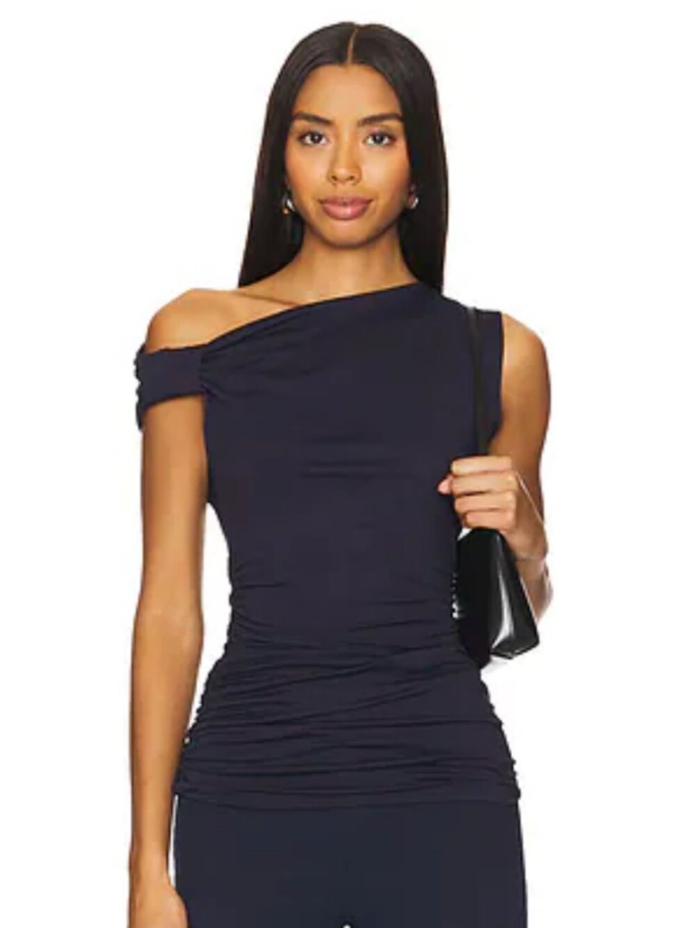 Susana Monaco Draped Midnight Blue Top  Size S